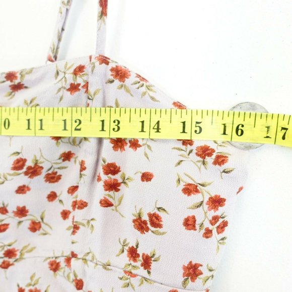 AMERICAN EAGLE Women's Mauve Purple Red Crop Top Blouse MEDIUM Floral Strappy - Picture 4 of 8